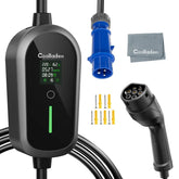 Coolladen 7,4 kW bærbar Type 2 elbiloplader, 1-faset 32 A, 8-timers skemalagt opladning, 4-trins justerbar opladningsstrøm, med CEE-stik